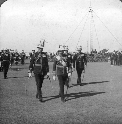 El Rey Jorge V 1865-1936 con el General de Brigada Sir R Grimston, Delhi, India, 1912 de H. D. Girdwood