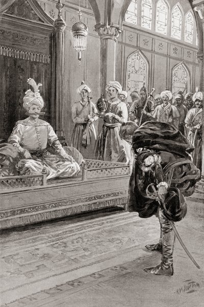 Sir Anthony Shirley visitando la corte de Shah Abbas el Grande, Persia en 1599, de la Historia de las Naciones de Hutchinson, pub.1915 de H. M. (after) Burton