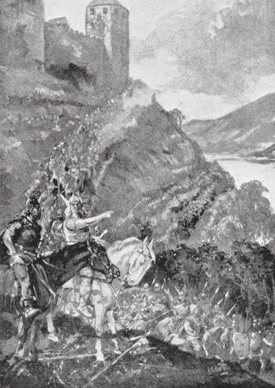 Teutones y celtas se unen para expulsar a los romanos de la Galia (litografía) de H. M. (after) Burton