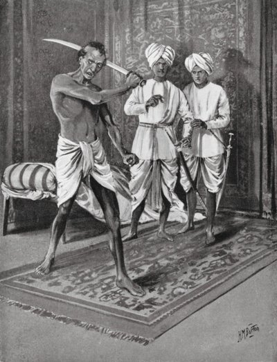 Último acto de Malik Naib Kafur, 1316 d.C. (litografía) de H. M. (after) Burton