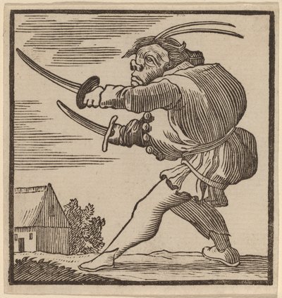 Jorobado blandiendo dos espadas de H. Numan after Jacques Callot