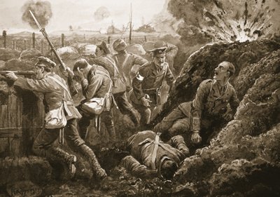 El Teniente Segundo Hallowes Animando a sus Hombres Mientras yacía Mortalmente Herido de H. Ripperger