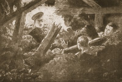 El segundo teniente C.F.H. Calvert desentierra y rescata a dos hombres de una galería de minas que se había derrumbado de H. Ripperger