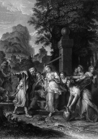 El encuentro de Eliezer y Rebeca en el pozo, siglo XIX de H. Robinson