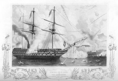 HMS Agamemnon atacando el Fuerte Constantine, 1854-1857 de H. Winkles