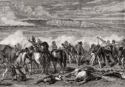 La batalla de Jemappes, 6 de noviembre de 1792, grabado por Alexandre Hurel de H. de la Charlerie