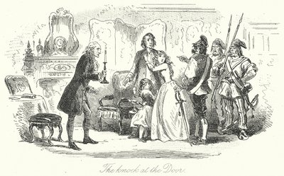 La llamada a la puerta (grabado) de Hablot Knight (1815-92) (after) Browne