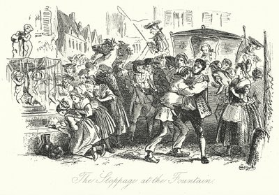 La parada en la fuente (grabado) de Hablot Knight (1815-92) (after) Browne