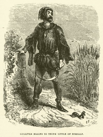 Gulliver empieza a pensar poco de sí mismo (grabado) de after Hablot Knight Browne