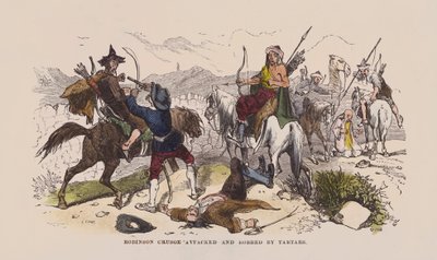 Robinson Crusoe atacado y robado por tártaros de after Hablot Knight Browne