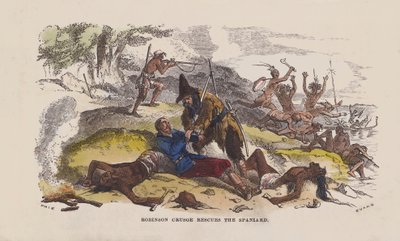 Robinson Crusoe rescata al español de after Hablot Knight Browne