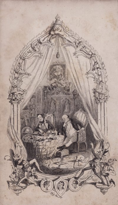 Samuel Pickwick y Alfred Jingle, ilustración de la novela Los papeles póstumos del Club Pickwick de Charles Dickens de after Hablot Knight Browne