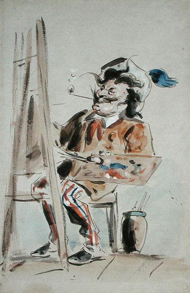 Caricatura de un artista de Hablot Knight Browne