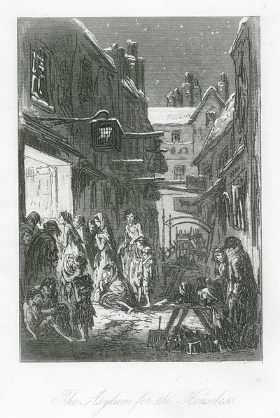 Calles de Londres: The Asylum for the Houseless (grabado) de Hablot Knight (1815 92) Browne