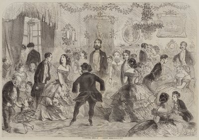 Un baile de Navidad en una casa de campo de Hablot Knight Browne