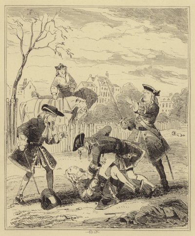 Duelo entre Lord Mahon y el Duque de Hamilton de Hablot Knight Browne