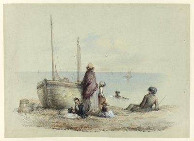 Familia en una playa de Hablot Knight Browne