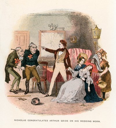 Ilustración para Nicholas Nickleby de Hablot Knight Browne