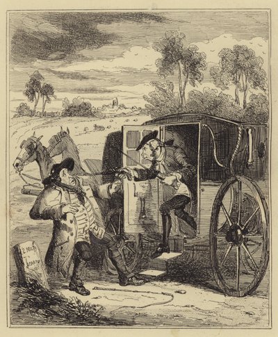 John Smith Robando a un Cochero de Hackney de Hablot Knight Browne