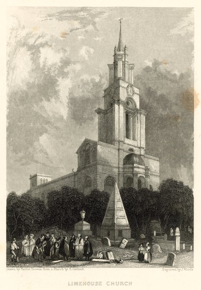 Iglesia de Limehouse; Iglesia de Santa Ana, Limehouse, Londres de Hablot Knight Browne