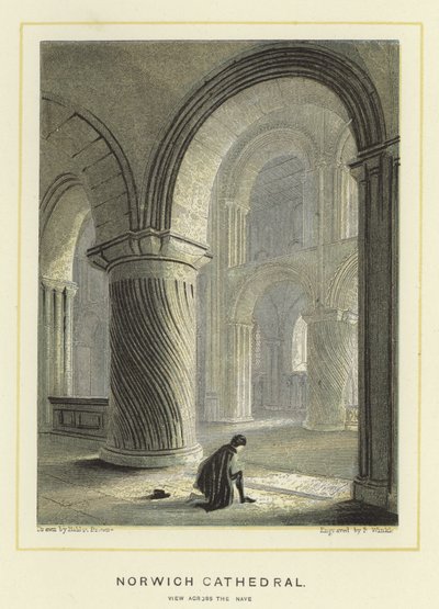 Catedral de Norwich, vista a través de la nave de Hablot Knight Browne