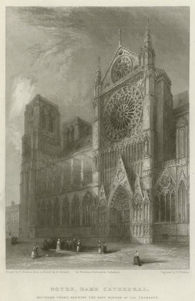 Catedral de Notre Dame, fachada sur, mostrando el rosetón del transepto de Hablot Knight Browne