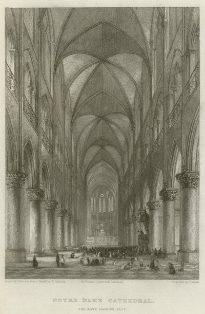 Catedral de Notre Dame, la nave mirando al este de Hablot Knight Browne