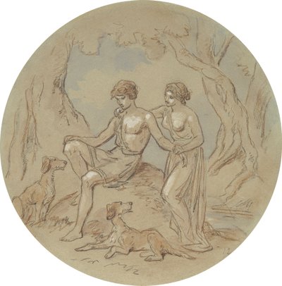 Uno de los dieciocho diseños para una serie de láminas que ilustran Venus y Adonis de Hablot Knight Browne