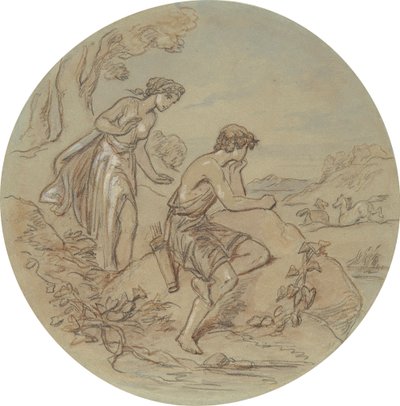 Uno de los dieciocho diseños para una serie de láminas que ilustran Venus y Adonis de Hablot Knight Browne