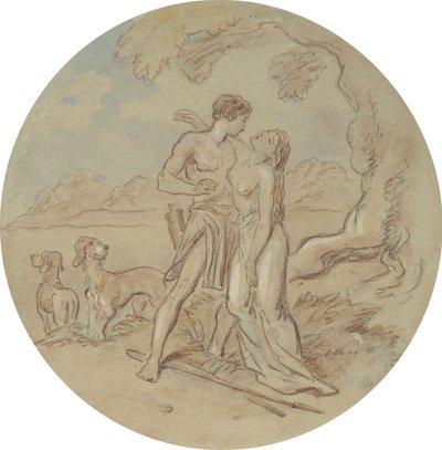 Uno de los dieciocho diseños para una serie de láminas que ilustran Venus y Adonis de Hablot Knight Browne