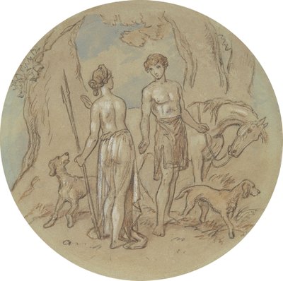 Uno de los dieciocho diseños para una serie de láminas que ilustran Venus y Adonis de Hablot Knight Browne