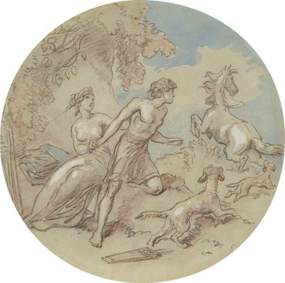 Uno de los dieciocho diseños para una serie de láminas que ilustran Venus y Adonis de Hablot Knight Browne