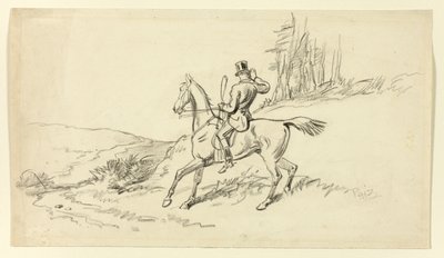 Jinete refrenando al caballo de Hablot Knight Browne