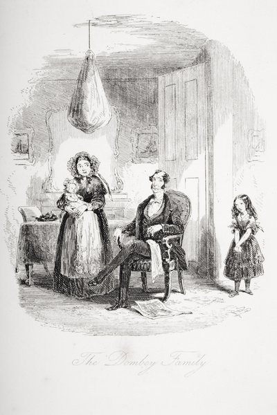 La familia Dombey, ilustración de Dombey e hijo de Charles Dickens (1812-70) publicada por primera vez en 1848 de Hablot Knight Browne