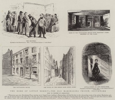 El Hogar de la Pequeña Dorrit, la Antigua Prisión Marshalsea, Southwark de Hablot Knight Browne