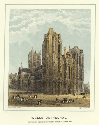 Catedral de Wells, fachada oeste mostrando el pórtico norte, etc. de Hablot Knight Browne