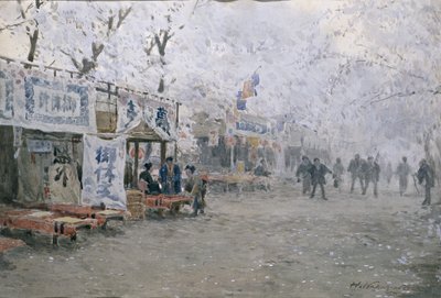 Cherry Blossom Festival, c.1903 (acuarela sobre papel blanco) de Hachir Nakagawa