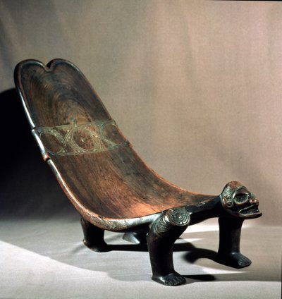 Asiento ceremonial Duho, Taíno, República de Haití, siglo XV de Haitian School