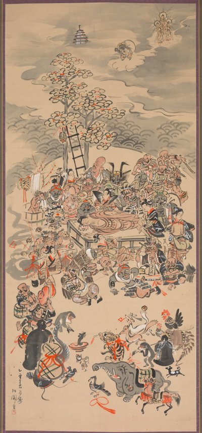 Parinirvana con Sujetos de Otsu-e, 1800s de Hakuen