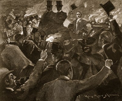 El Sr. Balfour en Dublín: procesión de antorchas, ilustración de "Cassell