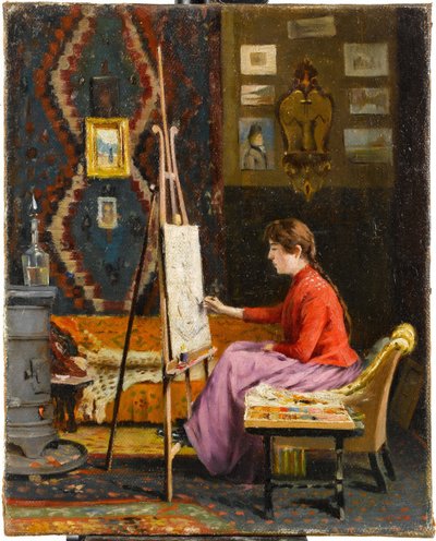 Niña pintora y su estudio de Halil Pasha
