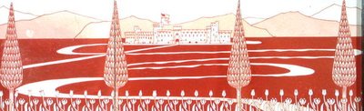 Paisaje con fila de árboles y castillo de Halsey Ricardo