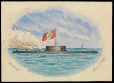 Barco con torreta Victoria, c.1865 (acuarela) de Hamilton Williams