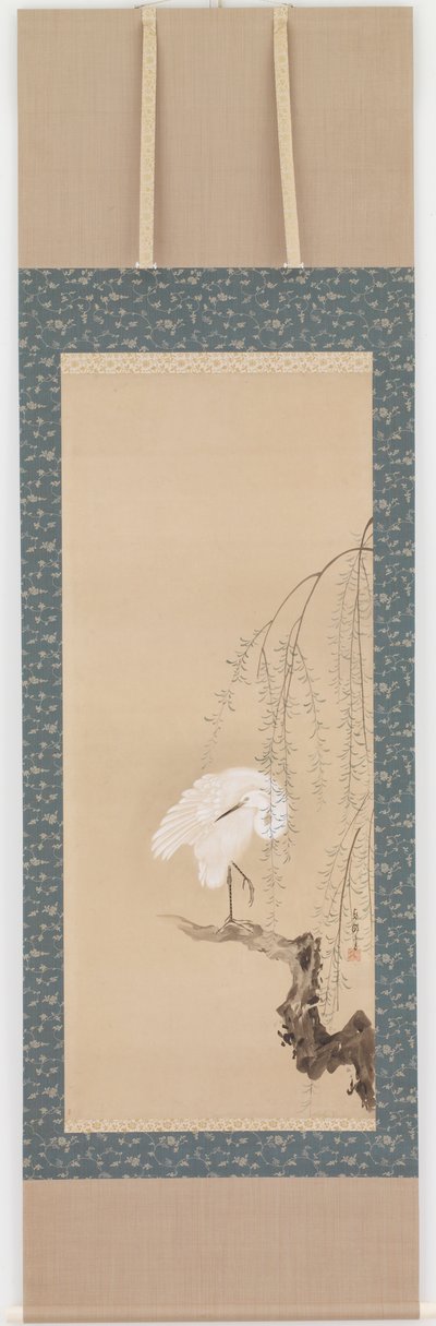 Garza y sauce, período Edo, finales del siglo XVII-principios del siglo XVIII de Hanabusa Itcho