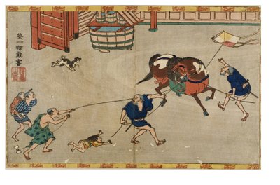 Caballo asustado por una cometa, c.1830-1839 de Hanabusa Itcho