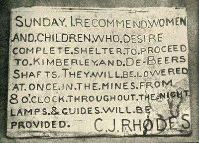 Cartel erigido por el Sr. Rhodes, 1900 de Hancox