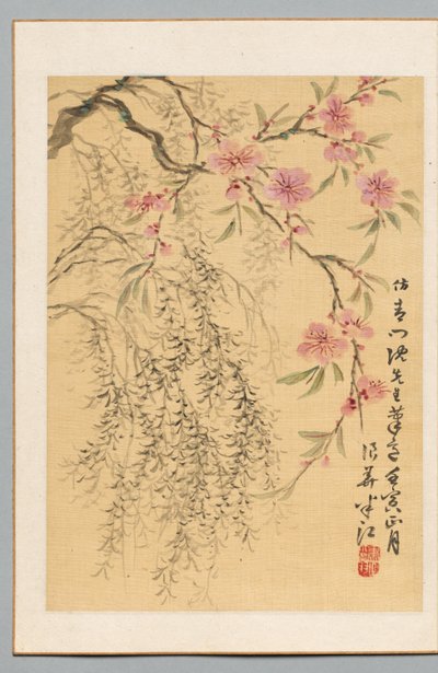 Flores de durazno y sauces, 1842 de Hanko Okada