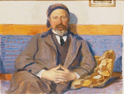 Retrato del esposo del artista George Pauli sentado en un sofá de Hanna Pauli
