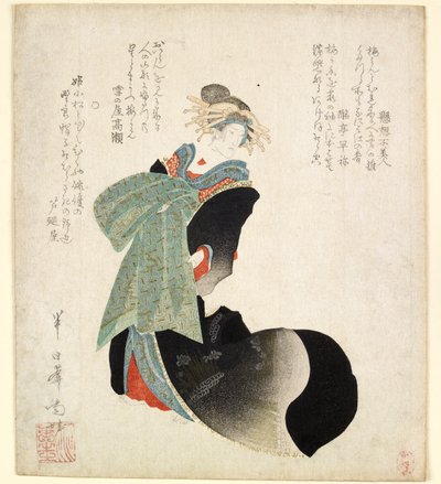 El actor Onoe Kikugoro III interpretando el papel de una cortesana, 1827 de Hannichian Nana
