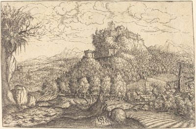 Paisaje con un castillo en el centro de Hanns Lautensack